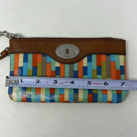 FOSSIL KEY-PER WRISTLET WALLET COATED CANVAS AND LEATHER STRIPE - Picture 10 of 13